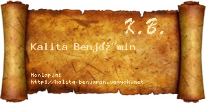 Kalita Benjámin névjegykártya