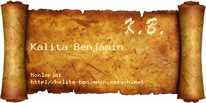 Kalita Benjámin névjegykártya